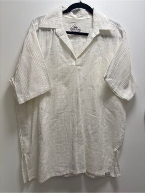 Men's White Short Sleeve 100% Cotton Shirt - Coastal Fisherman Minimalism Quiet